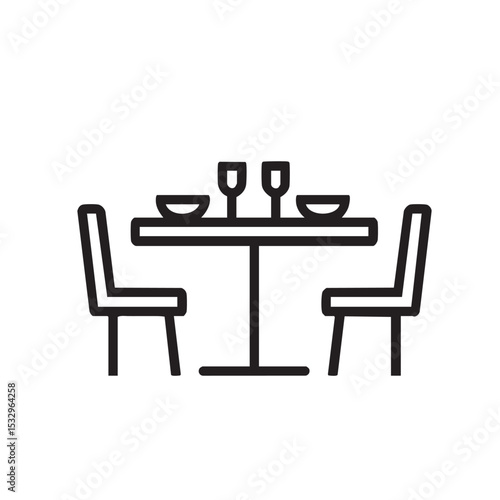Dining table setup for romantic evening with wine and dinnerware vector illustration