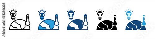 Geothermal Energy icon sheet multiple style collection