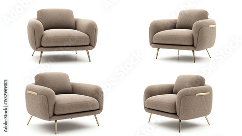 Modern and stylish armchairs displayed from multiple angles