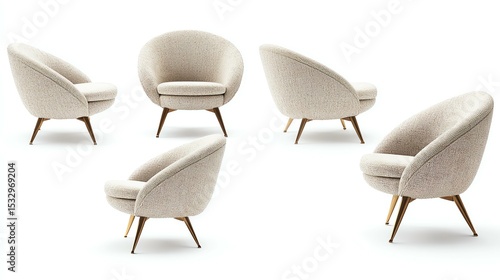 A collection of elegant armchairs showcased from different angles. These modern, cozy chairs feature a stylish design with soft upholstery, perfect for any contemporary home decor.