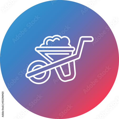 Wheelbarrow Line Gradient Circle Background Icon