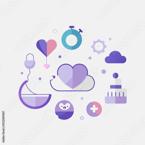 World Prematurity Day Vector with Baby Footprints, Purple Ribbon and Neonatal Icons