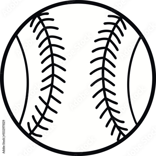 baseball outline icon on transparent background