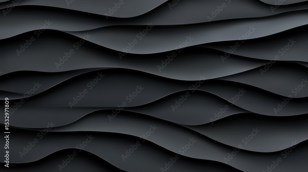 Fototapeta premium Abstract Black Waves Pattern on Smooth Surface for Background Use