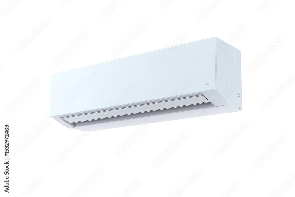 A white air conditioner with a black grill A white air conditioner with a black grill