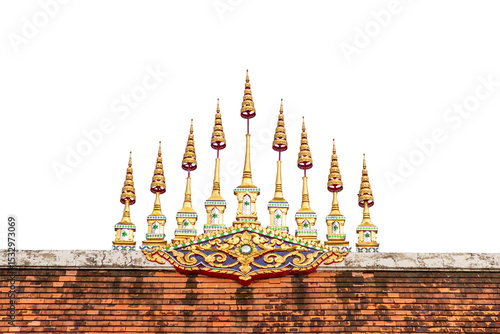 Photography Thai temple roof isolated on white background
