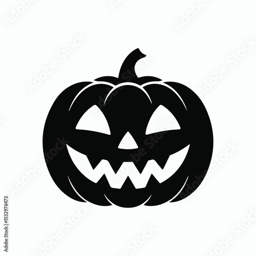 Halloween Pumpkin Jack-o'-Lantern Silhouette Vector Icon
