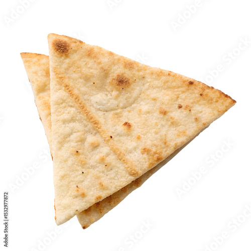 Tasty pita bread triangles delicious baked food cuisine culinary snack diet isolated on transparent background