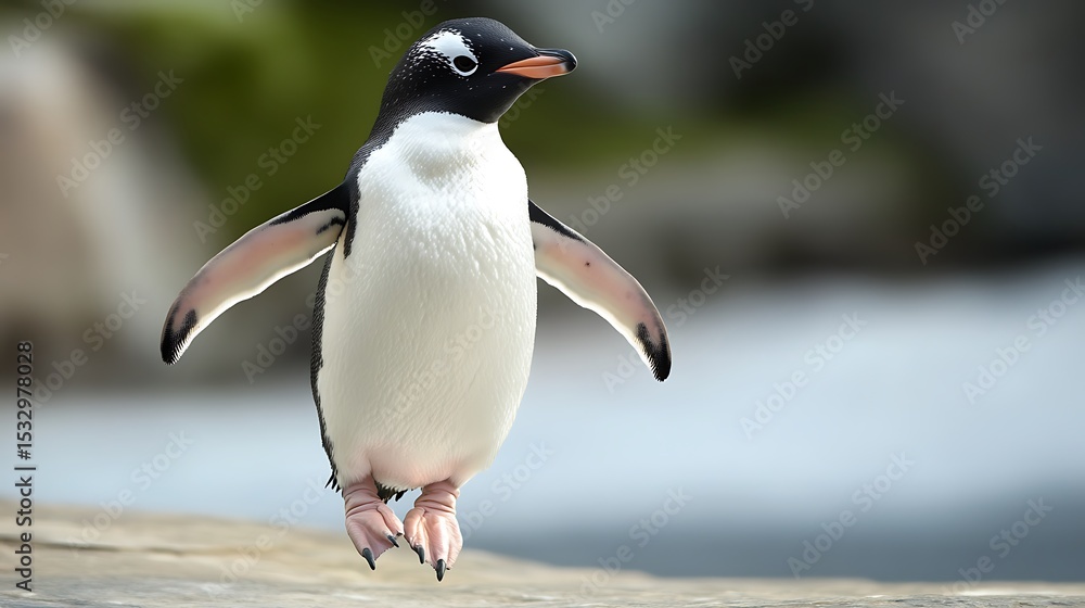 Naklejka premium penguin on the beach