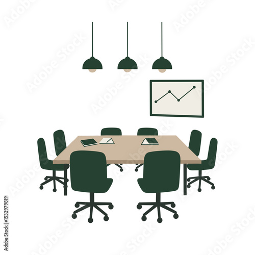 Modern boardroom interior with chairs and meeting table