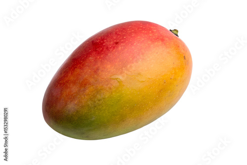 Fresh ripe mango fruit closeup for healthy eating and tropical cuisine isolated on transparent background