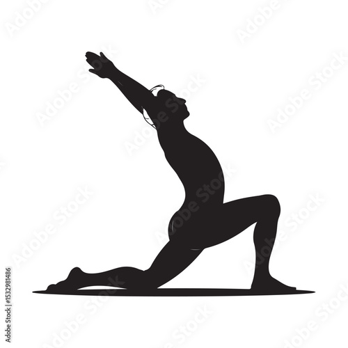 Male silhouette in low lunge yoga pose