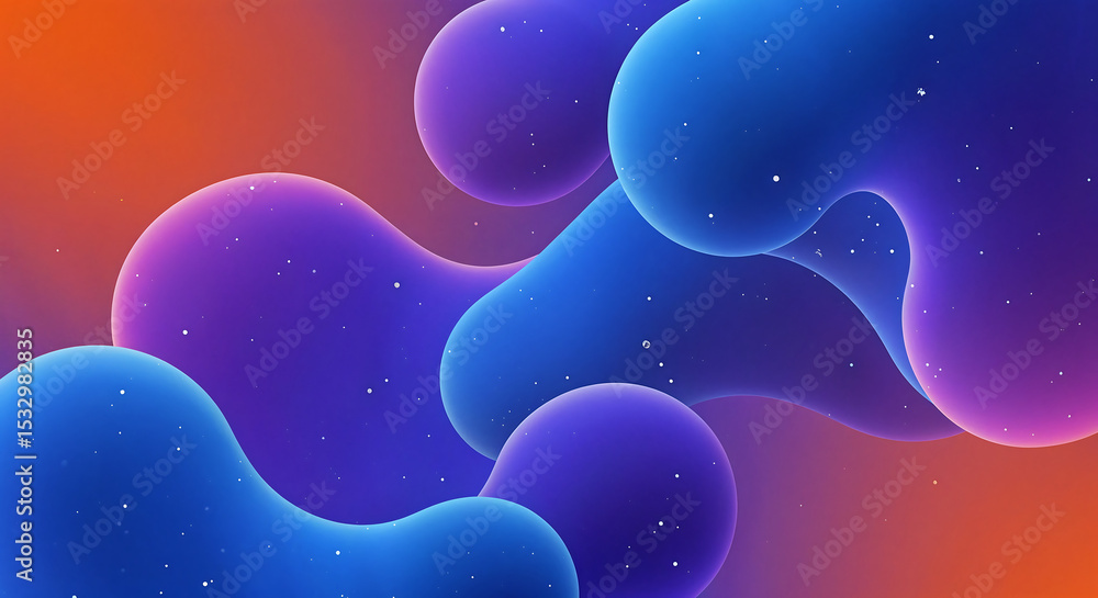 Fototapeta premium Loopable Abstract Background with Glowing Blue and Purple Fluid Shapes and Futuristic Particle Sparkle