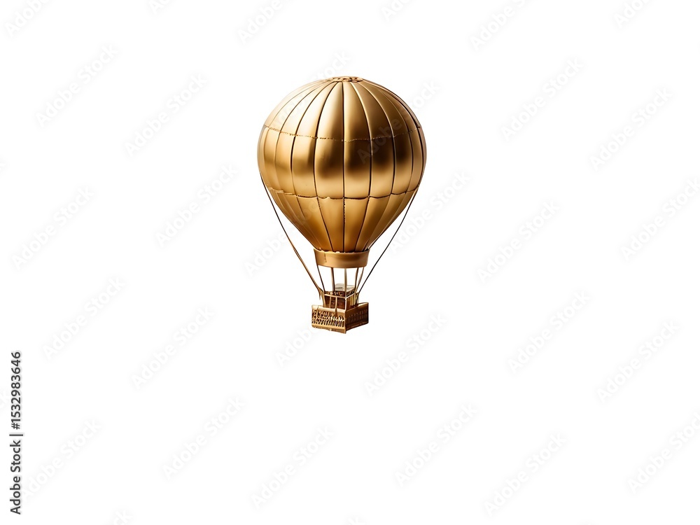 Obraz premium Miniature Cityscape with Golden Hot Air Balloon on white background