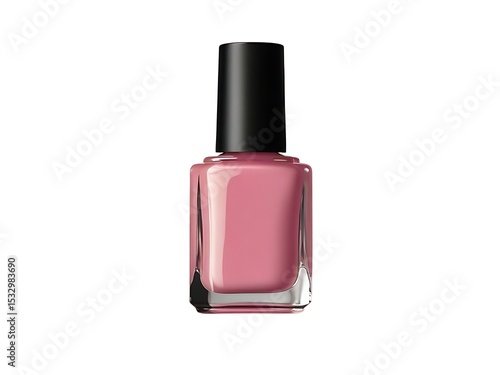 bottle of pink nail polish isolated on white background