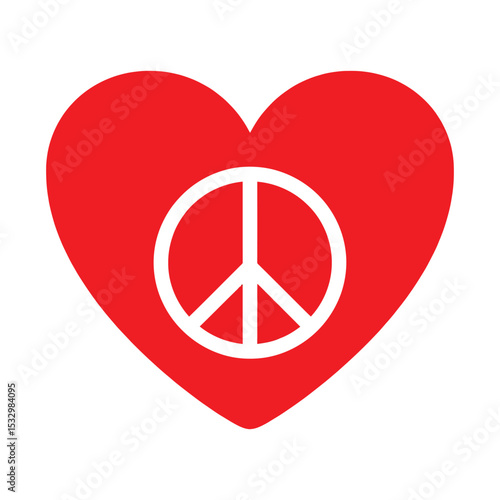 Heart with Peace Symbol Illustration Love and Harmony in Style Graphic
