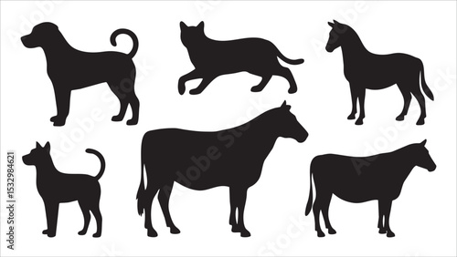 Silhouette Collection Dogs, Cats, Horses, and Cows