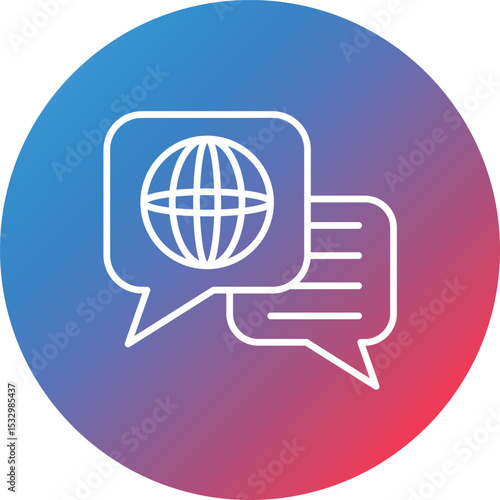 Bubble Chat Line Gradient Circle Background Icon