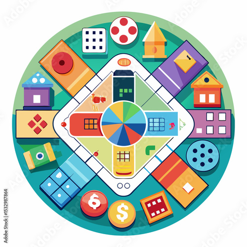National Play Monopoly Day Vector Concept Board Game Illustration