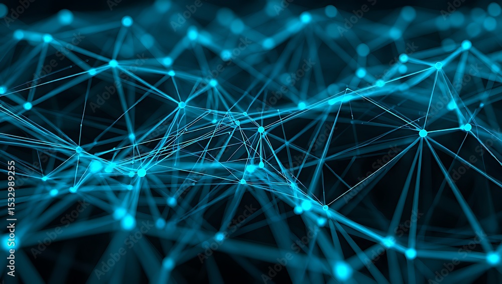 A mesmerizing depiction of interconnected digital nodes forming a dynamic neural network on a dark A mesmerizing depiction of interconnected digital nodes forming a dynamic neural network on a dark