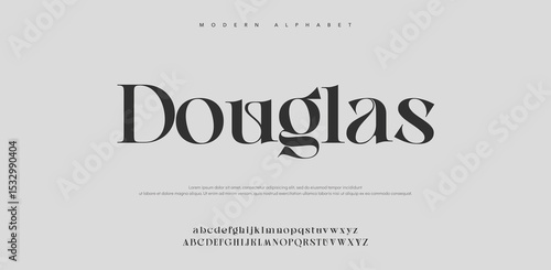 Modern font alphabet from segment line, technology letters A, B, C, D, E, F, G, H, I, J, K, L, M, N, O, P, Q, R, S, T, U, V, W, X, Y, Z and numerals 0, 1, 2, 3, 4, 5, 6, 7, 8, 9, vector illustration