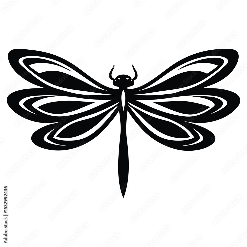 Graceful Dragonfly Silhouette Vector – Insect with Wings Outline, Nature Wildlife Illustration, Flying Bug Graphic for Garden, Botanical, or Decorative Art and Print Design Projects Graceful Dragonfly Silhouette Vector – Insect with Wings Outline, Nature Wildlife Illustration, Flying Bug Graphic for Garden, Botanical, or Decorative Art and Print Design Projects