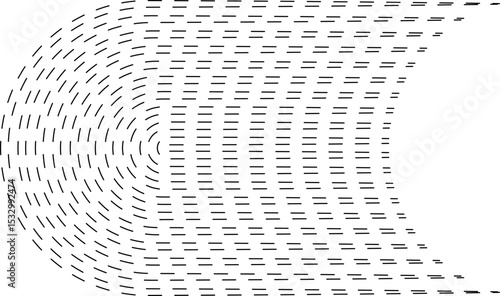 Curved parallel dashed lines ending in a distinct curved shape.