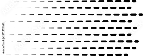 Irregularly spaced parallel dashed lines forming an abstract dynamic composition.