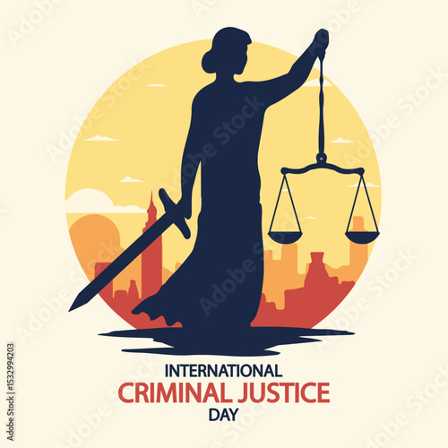 Justice criminal international day Themis, vector art illustration.