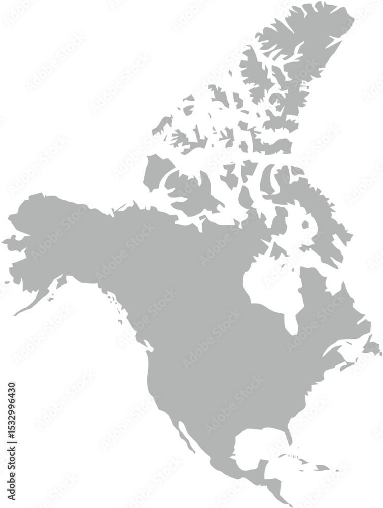 Fototapeta premium Simple Map of North America in Grey Layout Vector Illustration