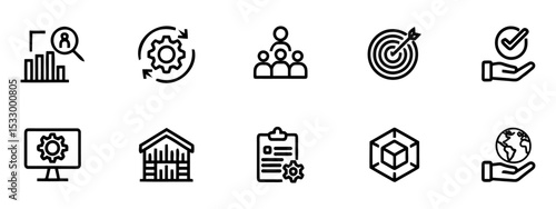 Set of Business Icons for Workflow, Collaboration and Global Outreach