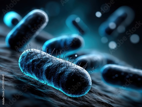 Close-up of glowing, blue, ...
