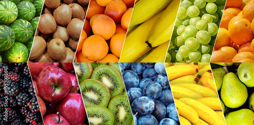 Collage of colorful fruits - perfect for wallpaper