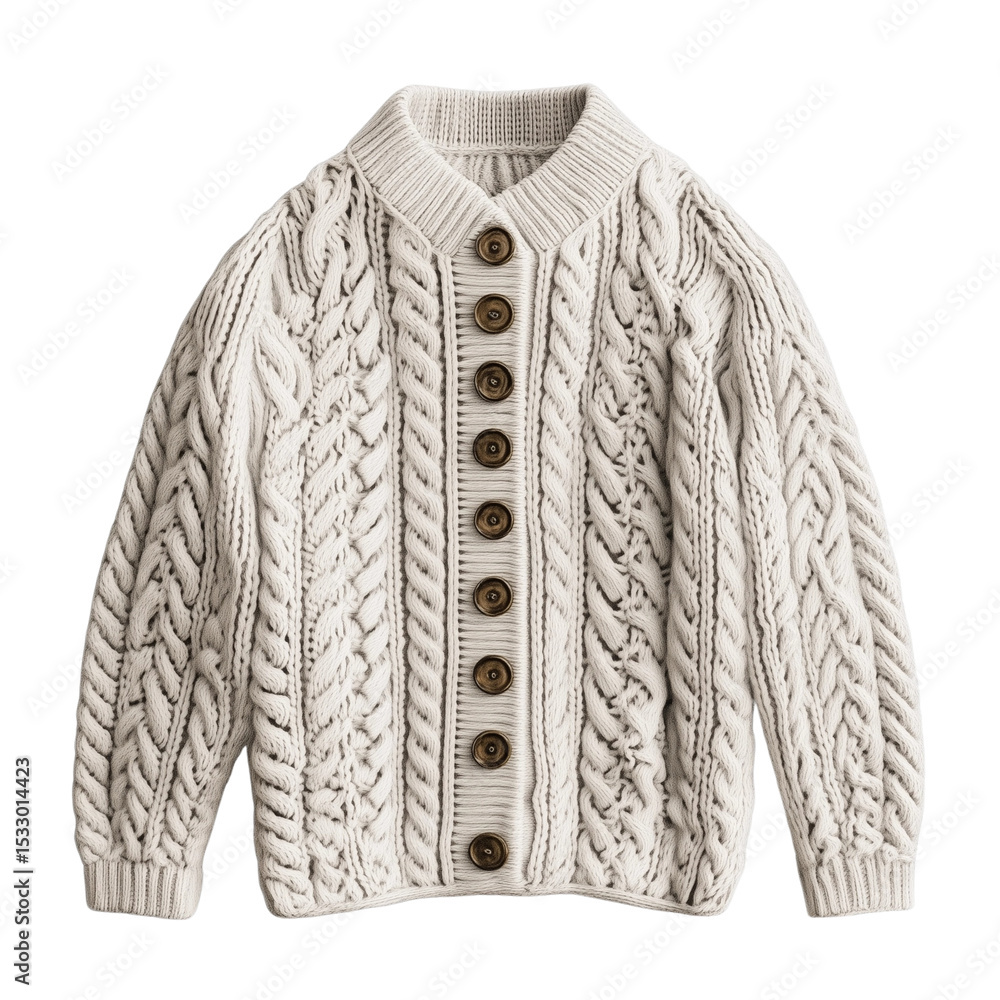 Fototapeta premium chunky knit cardigan chunky knit cardigan chunky knit cardigan with wood buttons, cozy winter layering, timeless warm sweater style