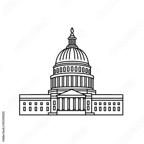 Line art illustration of a historic government building concept of buildings and structures  