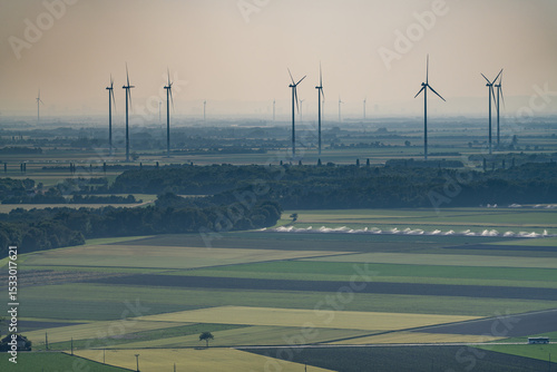 Windmills in the summer fields