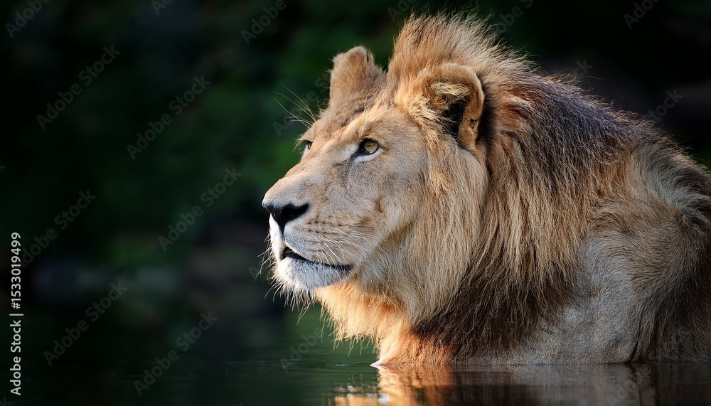 lion s reflection ai generated