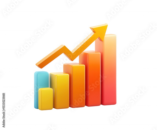 Free Download Ascending Bar Graph 3D Colorful Chart Showing Positive Growth and Progress - GFXLoad