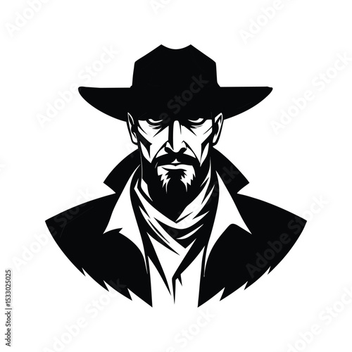 Bold Cowboy Logo Vector – Western Outlaw Mascot Design