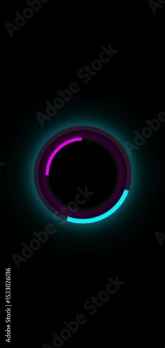 Futuristic Glowing Ring Loader Animation on Black Background