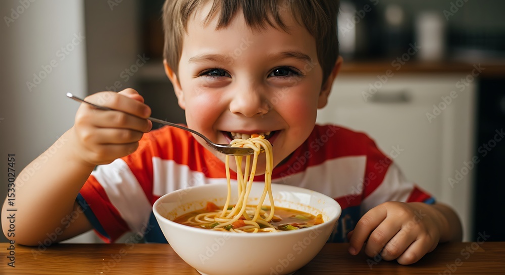 Happy Child Enjoying a Delicious and Nutritious Meal Happy Child Enjoying a Delicious and Nutritious Meal