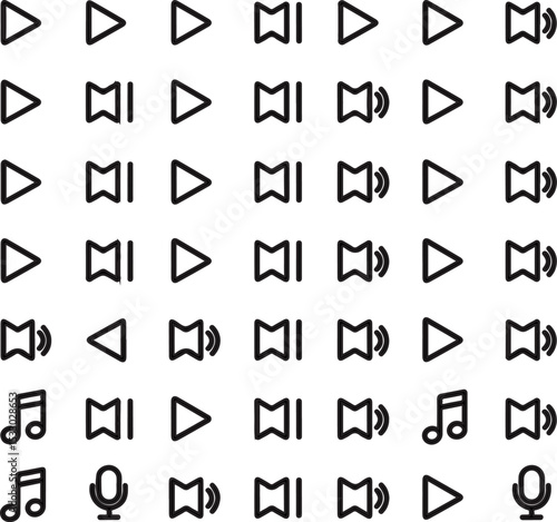 Black Media Player Icons Seamless Pattern Background