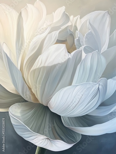 Close-up of a white flower with soft lighting and muted color palette.