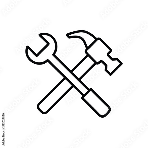 Crossed wrench and hammer tools repair maintenance icon