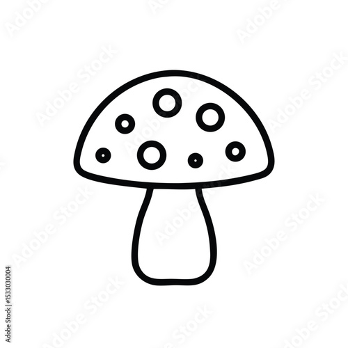 Simple line drawing of a cute spotted mushroom