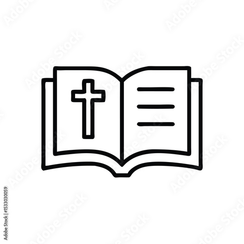 Open holy bible book cross christian faith religion symbol