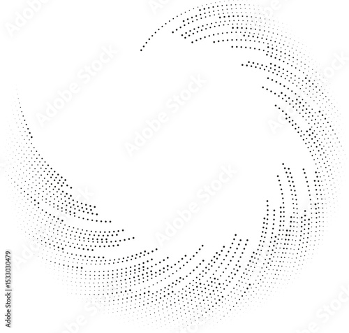 Dotted rays tapering outwards from an empty center, forming a vortex shape.