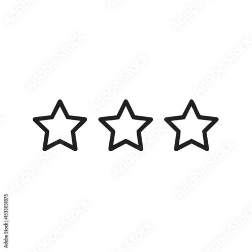 Outline of three empty stars for rating system concept vector illustration