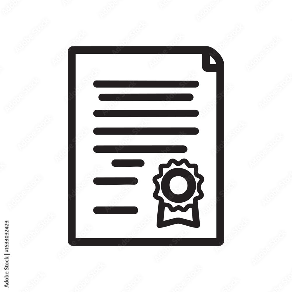 Certificate document with a seal and text lines for formal recognition vector illustration Certificate document with a seal and text lines for formal recognition vector illustration