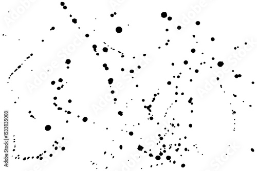 Random black ink splatters on a white background, creating an abstract, artistic, chaotic design suitable for textures, backgrounds, and creative projects. Background with random ink splatters. Vector